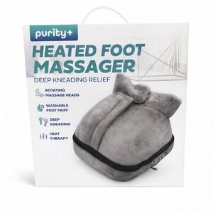 Purity+ Heated Foot Massager Deep Kneading Relief Plush Grey Heat Therapy